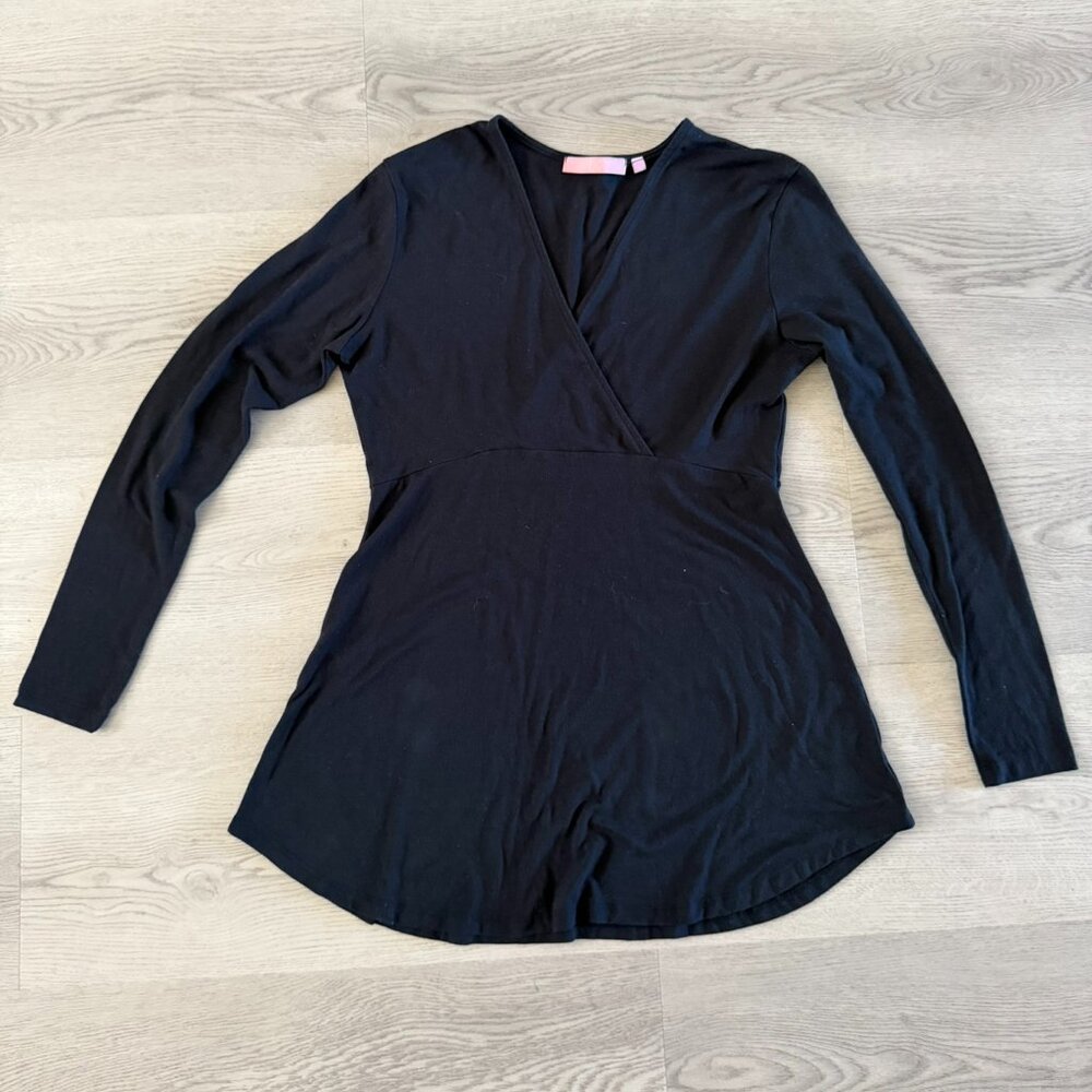 Black - Regna X Crossover V Neck Long Sleeve - Fall Fashion